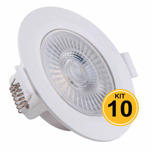 Kit com 10 Unidades Spots de Embutir Led Redondo Pp 7w 4000k Luz Neutra Luminária Teto/gesso Startec