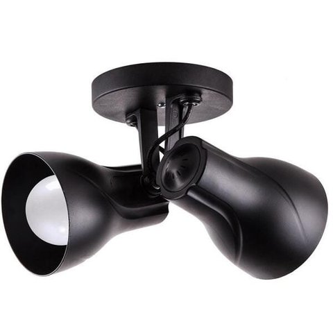 Spot Sobrepor Duplo Direcionável Octa Plus Preto 02 Lâmpadas E27 Bivolt Design Moderno Quarto/Sala P