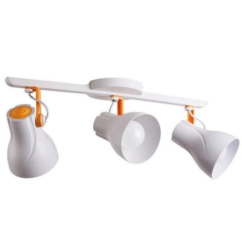 Spot Sobrepor Trilho Direcionável Octa Plus Branco c/ Amarelo 03 Lâmpadas E27 Bivolt Design Moderno