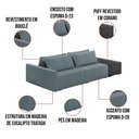 Ver imagem 5 de Sofá Ilha 2 Lugares Living 252cm Modulado Lary Bouclê Pu Pto K01 Cor Azul