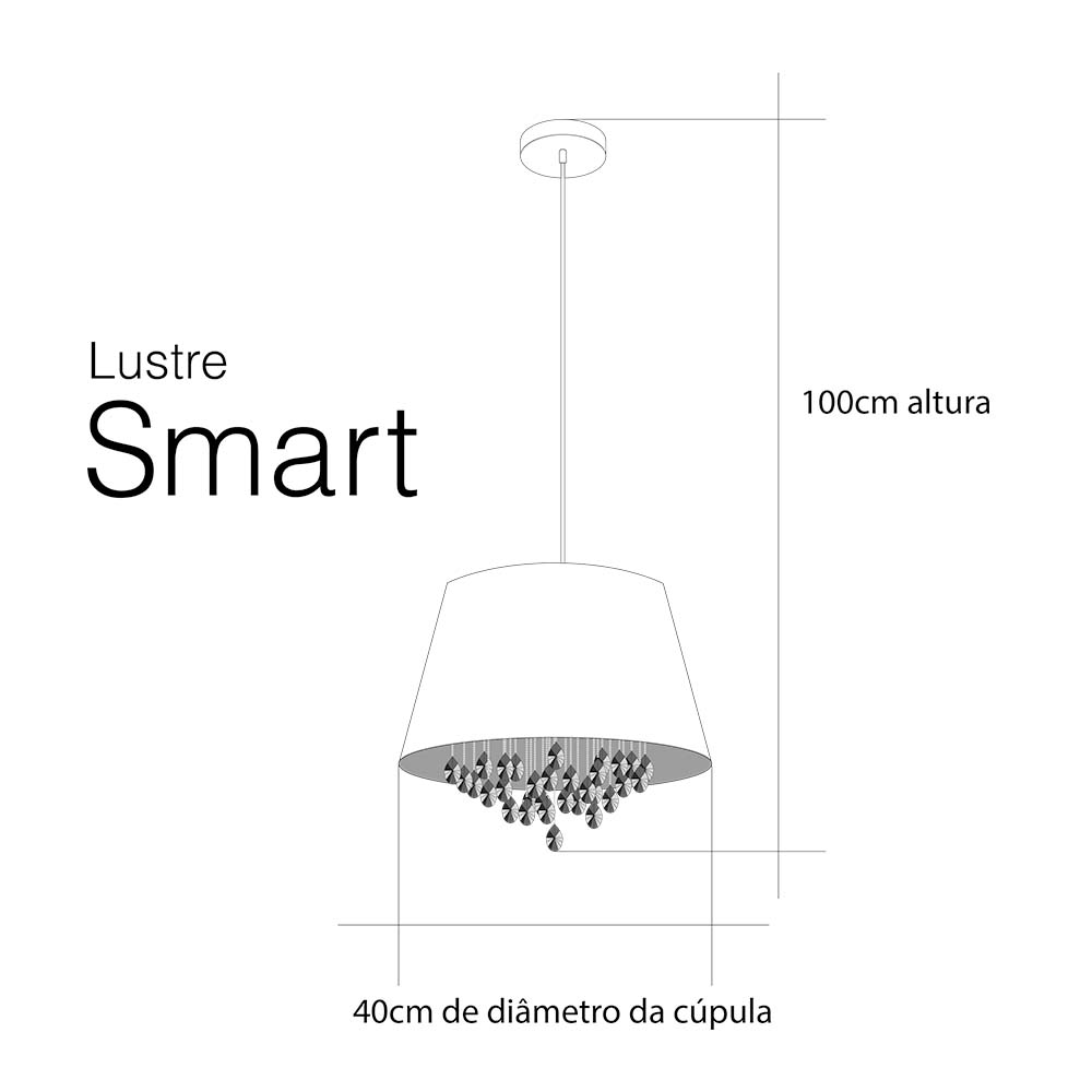 Lustre/Pendente com Cristal Legítimo Master Diamond Smart Prata 40cm Esquilos Shop - 3