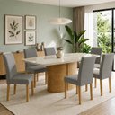 Ver imagem 1 de Conjunto de Jantar 6 Lugares com Mesa 180x90cm e Cadeiras Estofadas Cinamomo Cinza