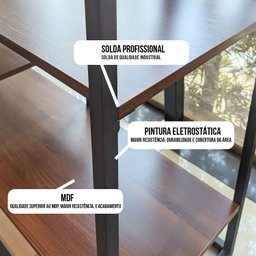 Estante Moderna Estilo Industrial Industry 100x40x200 Cor mdf Preto - 4