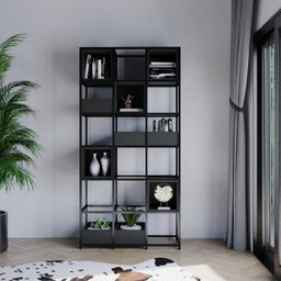 Estante Moderna Estilo Industrial Industry 100x40x200 Cor mdf Preto - 2