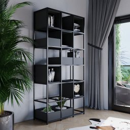 Estante Moderna Estilo Industrial Industry 100x40x200 Cor mdf Preto - 1