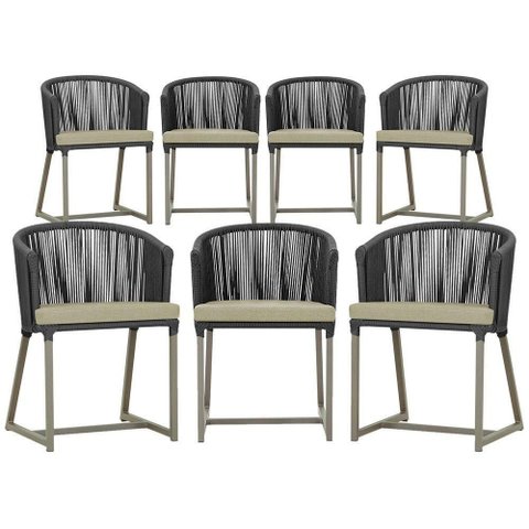 7 Cadeiras de Jantar Área Noronha Fendi E7 Trama Original Preto