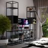 Estante Home para TV Moderna Estilo Industrial Geometric 200x40x250 Cor mdf Preto - 1