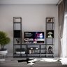 Estante Home para TV Moderna Estilo Industrial Geometric 200x40x250 Cor mdf Preto - 2