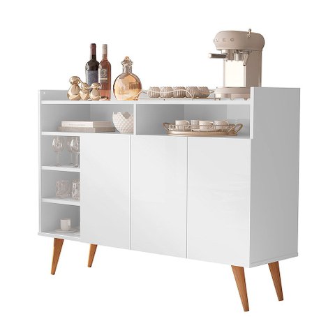 Buffet Aparador Celta Branco com Design Moderno e Amplo Espaço para Organização