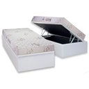 Ver imagem 1 de Cama Box Baú Solteiro: Colchão Luckspuma Supreme Floral Pró Saúde Duplo + Base Crc Courano White