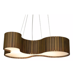 Lustre Pendente Anêmona 70cm – Madeira Imbuia, Design Orgânico, Bivolt