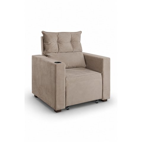 Poltrona Deville Reclinável Retrátil Veludo Cappuccino Belufan Conforto Premium