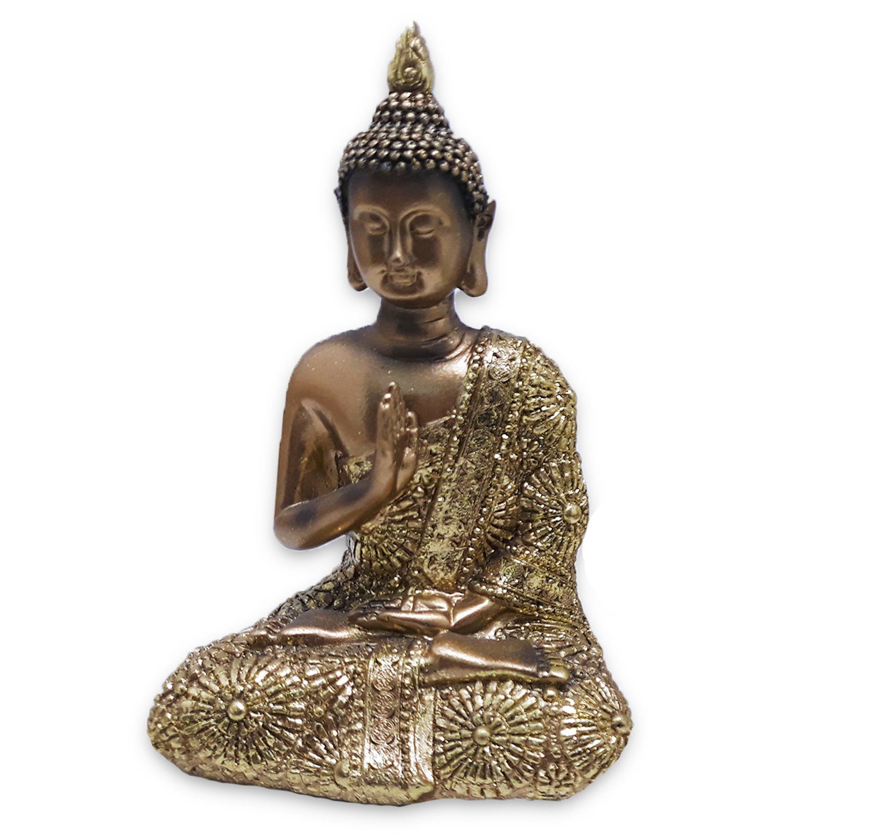 Buda Tailandês Yoga Rezando Buda Cobre Brilhante 12 cm