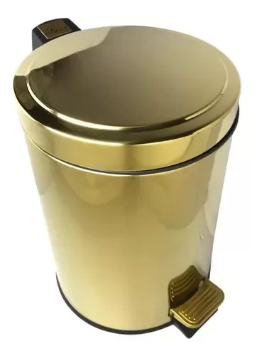 Lixeira Dourada em Aço Inox para banheiro com Pedal 20L Fineza Novo Design - 2