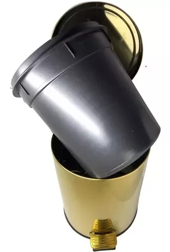 Lixeira Dourada em Aço Inox para banheiro com Pedal 20L Fineza Novo Design - 3