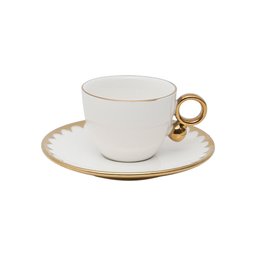 Cj 6 Xícaras P/café C/pires Porcelana Egg Branco/dourado 90ml Wolff - 3