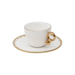 Cj 6 Xícaras P/café C/pires Porcelana Egg Branco/dourado 90ml Wolff - 2