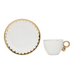 Cj 6 Xícaras P/café C/pires Porcelana Egg Branco/dourado 90ml Wolff - 4