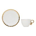 Ver imagem 4 de Cj 6 Xícaras P/café C/pires Porcelana Egg Branco/dourado 90ml Wolff