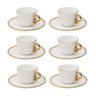 Cj 6 Xícaras P/café C/pires Porcelana Egg Branco/dourado 90ml Wolff - 1