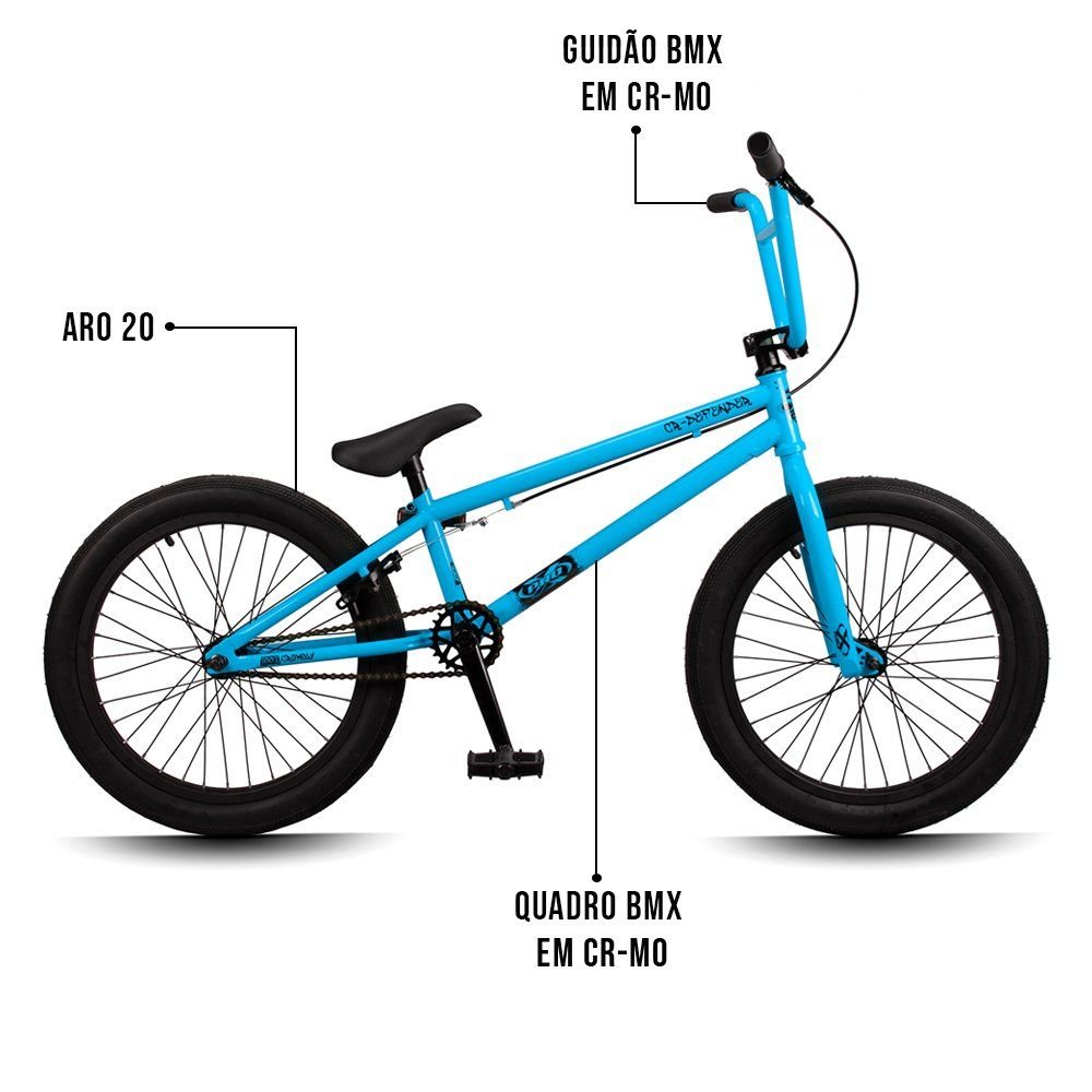 Bicicleta Aro 20 Bmx Pedivela 3 Peças Aço Hi-ten Bob P03 Azul - D