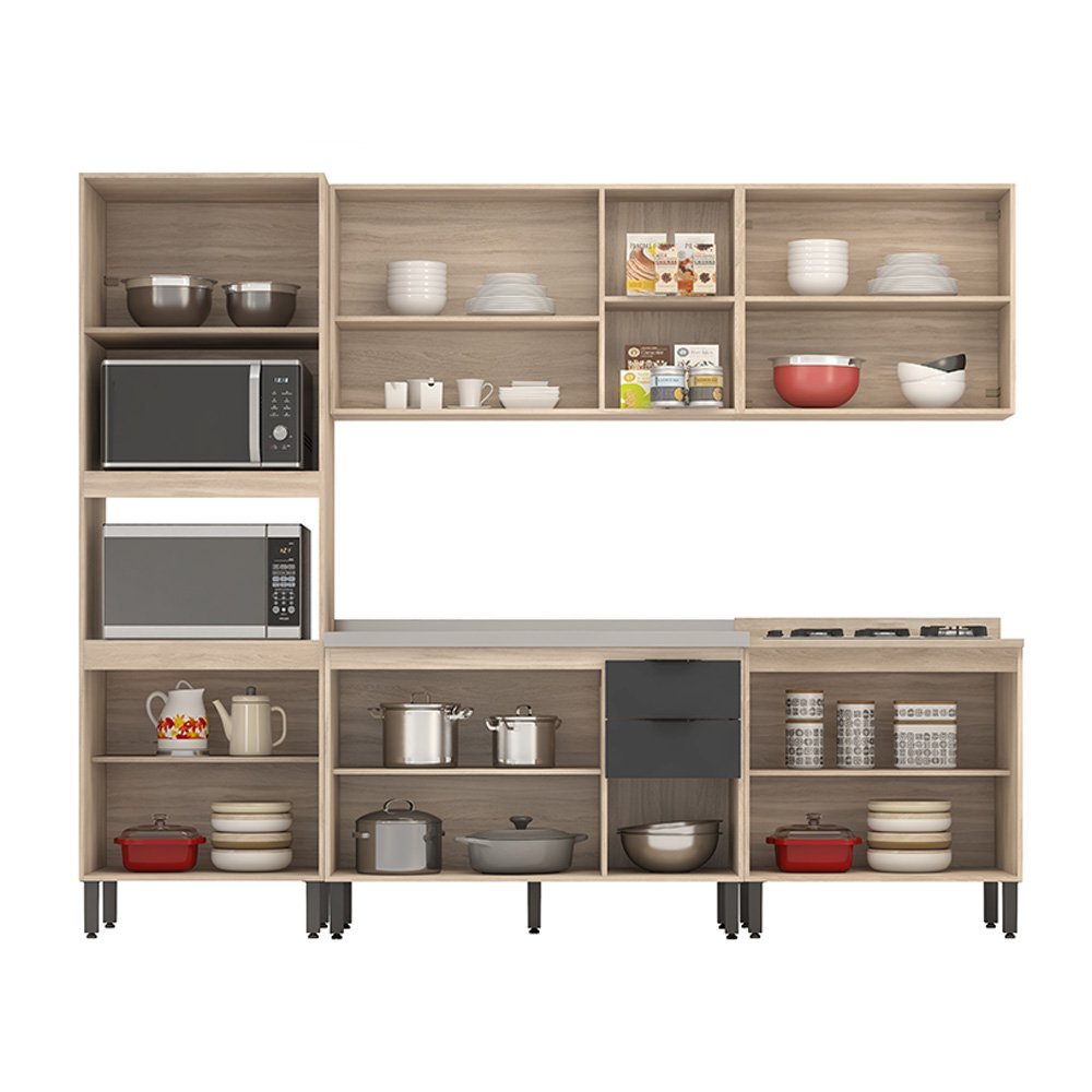 Cozinha Completa Modular Firenze 5 Peças Avena Touch Grafito FHR001 Demóbile - 4