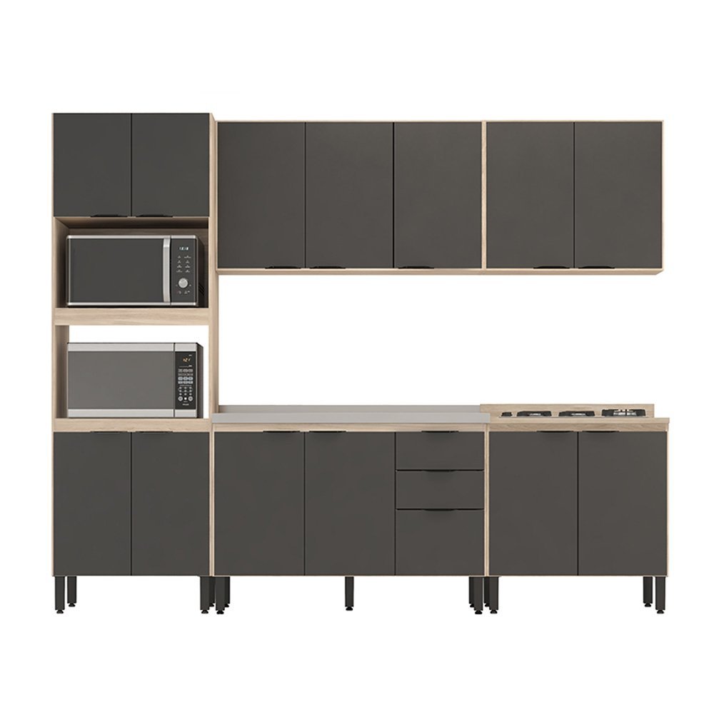 Cozinha Completa Modular Firenze 5 Peças Avena Touch Grafito FHR001 Demóbile - 2