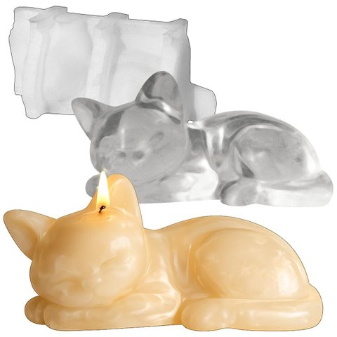 Forma para Gato Decorativo em Silicone para Vela, Sabonete, Resina e Gesso