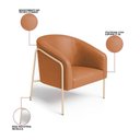 Ver imagem 3 de Poltrona Sala Decorativa Kit 2 Stella Base Alta Tubo Champanhe Sintético Pu D03 - D'Rossi Cor