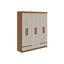 Ver imagem 1 de Guarda Roupa Solteiro 6 Portas e 4 Gavetas Zeus Rovere/amêndoa/off White - Lopas
