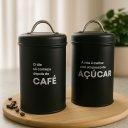 Ver imagem 2 de Pote Lata de Mantimentos Industrial Café - Linha Dom Frases:preto