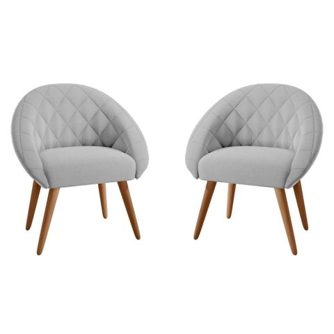 Jogo de Poltronas Mônaco para Sala Linha Cinza Pés Palito 76cm Framar