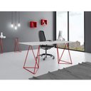 Ver imagem 1 de Escrivaninha Bela Vista Cavalete Tampo Branco Base Ferro Vermelho