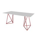 Ver imagem 2 de Escrivaninha Bela Vista Cavalete Tampo Branco Base Ferro Vermelho