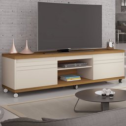 Rack para TV Até 60 Polegadas Mirage 2 Portas 1 Prateleira Off White/Freijó - Giga Móveis - 1