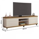 Ver imagem 3 de Rack para TV Até 60 Polegadas Mirage 2 Portas 1 Prateleira Off White/Freijó - Giga Móveis