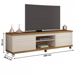 Rack para TV Até 60 Polegadas Mirage 2 Portas 1 Prateleira Off White/Freijó - Giga Móveis - 3