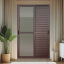 Ver imagem 2 de Porta Correr Venez.3F.Móv.210x200 Elite c/Fecho Autom V.Lis.Marrom Corten Brimak