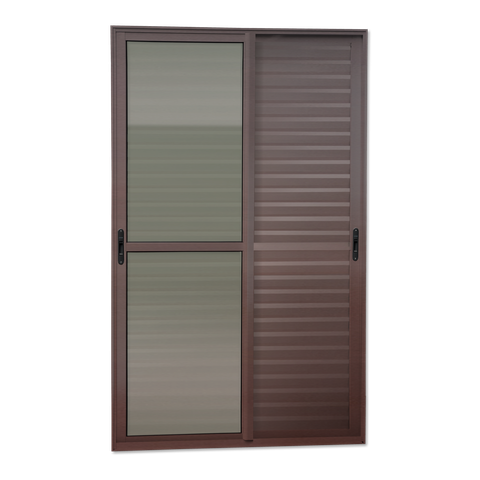 Porta Correr Venez.3F.Móv.210x200 Elite c/Fecho Autom V.Lis.Marrom Corten Brimak