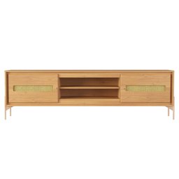 Rack Sala Tv até 75 Polegadas Paraty 180 Cm Laminado Madeira Pés Metal Palhinha Amêndoa - 1 Rack Sala Tv até 75 Polegadas Paraty 180 Cm Laminado Madeira Pés Metal Palhinha Amêndoa - 1