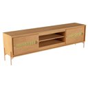 Ver imagem 3 de Rack Sala Tv até 75 Polegadas Paraty 180 Cm Laminado Madeira Pés Metal Palhinha Amêndoa