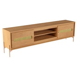 Rack Sala Tv até 75 Polegadas Paraty 180 Cm Laminado Madeira Pés Metal Palhinha Amêndoa - 3 Rack Sala Tv até 75 Polegadas Paraty 180 Cm Laminado Madeira Pés Metal Palhinha Amêndoa - 3