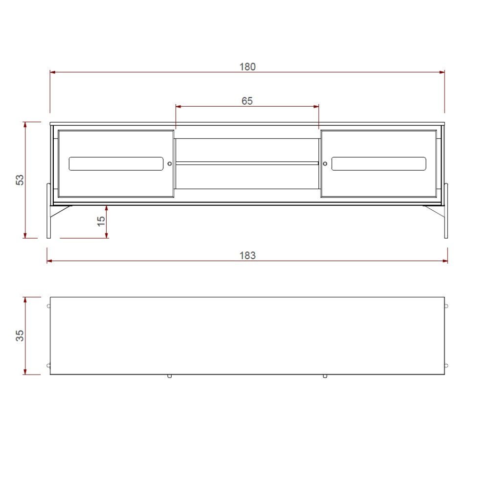 Rack Sala Tv até 75 Polegadas Paraty 180 Cm Laminado Madeira Pés Metal Palhinha Amêndoa - 4