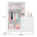 Ver imagem 3 de Jogo de Quarto Infantil Guardo Roupa Cômoda e Berço Doce Sonho Qmovi:Branco