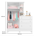 Ver imagem 3 de Jogo de Quarto Infantil Guardo Roupa Cômoda e Berço Doce Sonho Qmovi:Branco