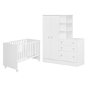Ver imagem 1 de Jogo de Quarto Infantil Guardo Roupa Cômoda e Berço Doce Sonho Qmovi:Branco