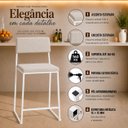 Ver imagem 2 de Kit 3 Banquetas Média Balcão Estofada com Encosto Branco Linho Dubai
