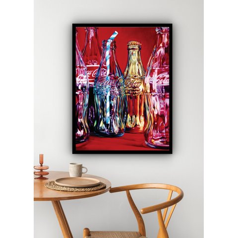 Quadro Decorativo Fotografia Garrafas Coca-cola - 70x50cm:moldura Preta