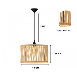 Pendente Nobre Luminária de Teto Redonda Corda Náutica Offwhite - 5