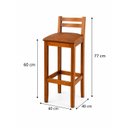 Ver imagem 4 de Kit 3 Banqueta Madeira em Courino Marrom 77cm